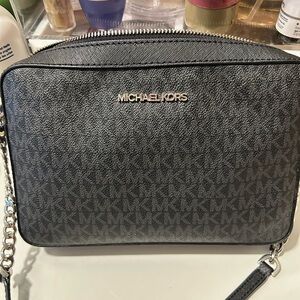 Michael Kors Black and Gray Monogram Crossbody